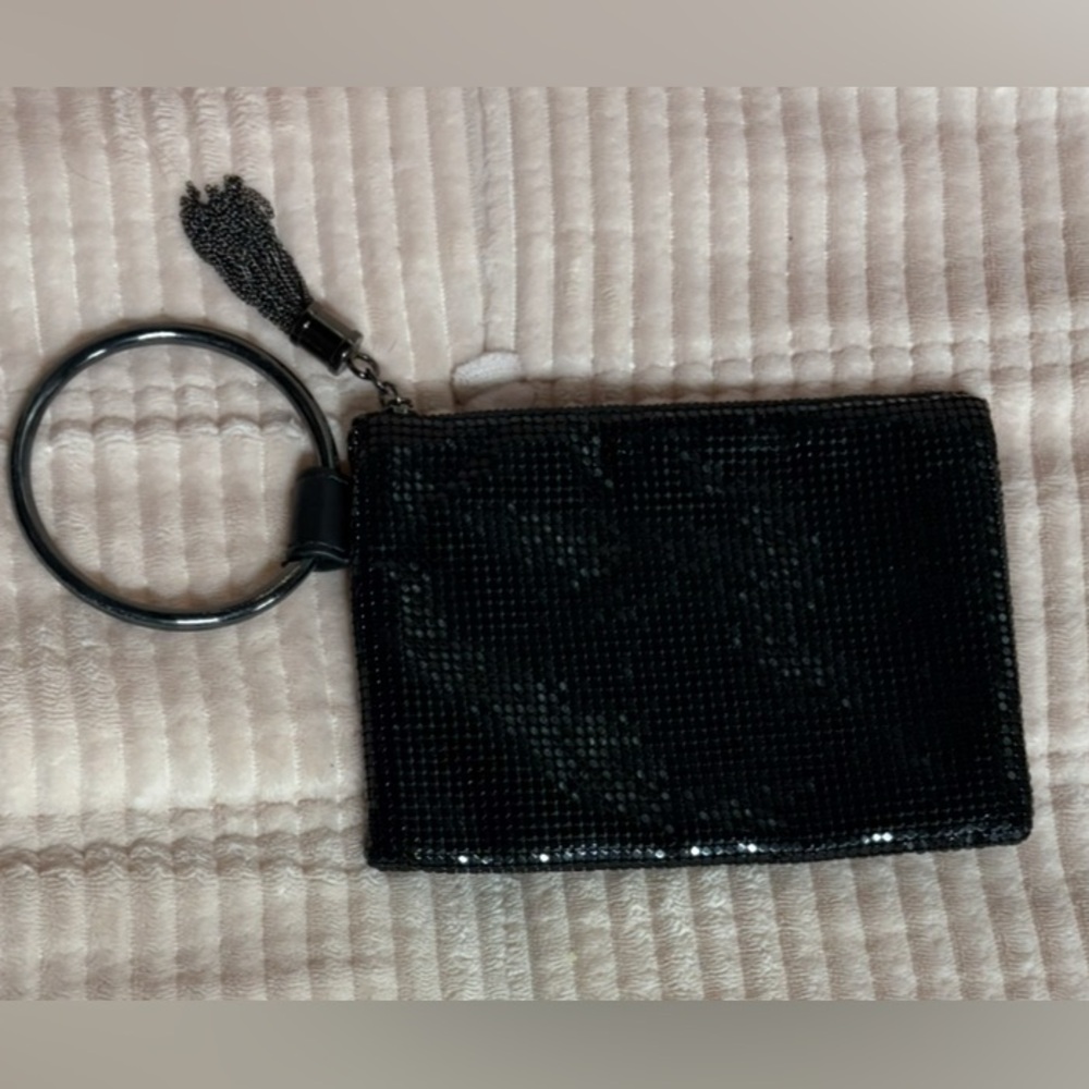 Whiting & Davis Black Mesh Wristlet